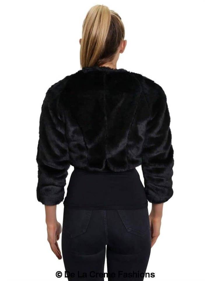 De La Creme Fashions – wholesale Jacket – Women's – Womens Open Front Faux Fur Bolero Shrug Cropped Jacket