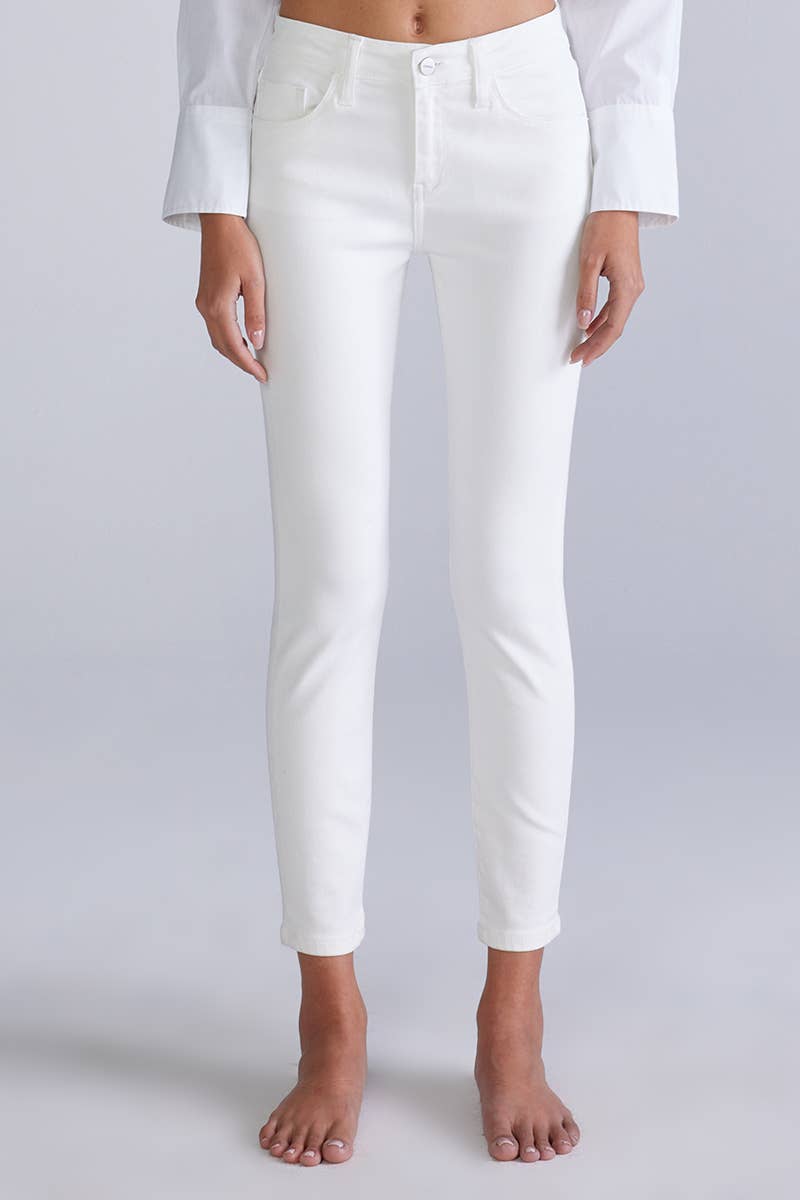 Ceros Jeans - Vente Jean – femme - Jean skinny blanc taille moyenne à cheville propre pour femmes1