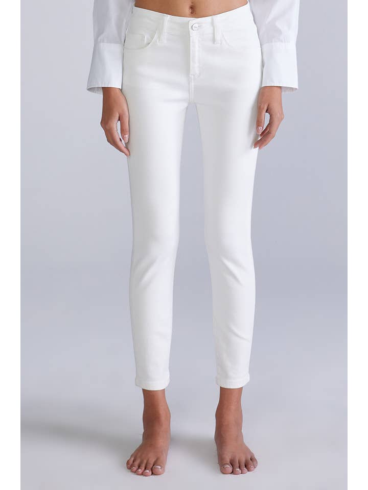 Ceros Jeans - Vente Jean – femme - Jean skinny blanc taille moyenne à cheville propre pour femmes1