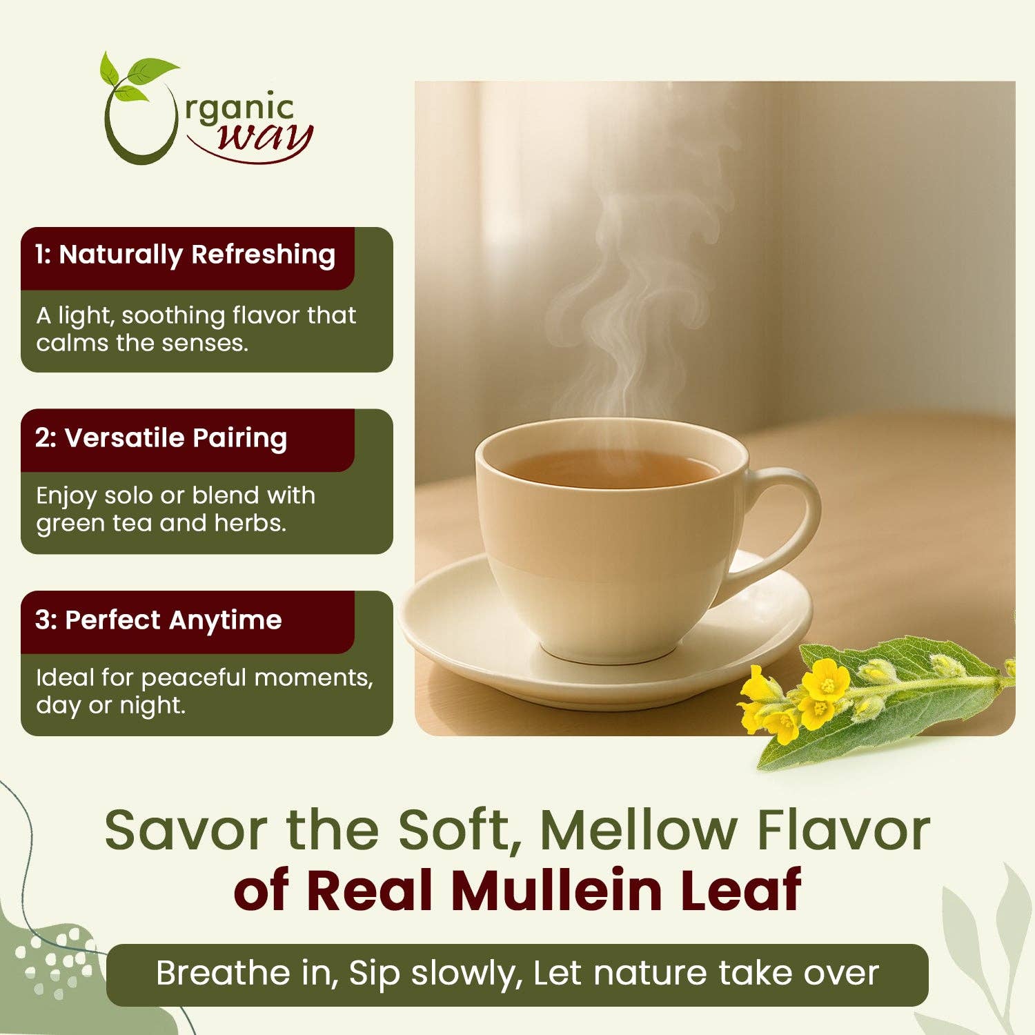 Organic Way LLC - Wholesale Herbs - Mullein Leaf Cut & Sifted (Verbascum thapsus) Herbal Tea  - European Wild-Harvest | Kosher Certified | Non GMO & USDA Certified | Origin - Albania3