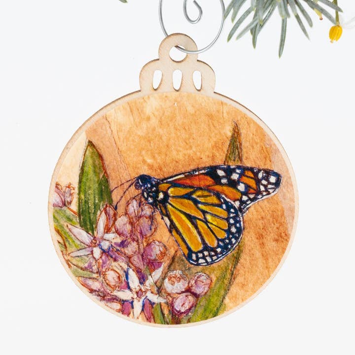 Monarch Butterfly Ornament | Christmas Ornament | Butterfly Ornament | Wooden Ornament | Butterfly Painting | Gift for Her | Christmas Gift for wholesale by Orphan Girl Fine Art