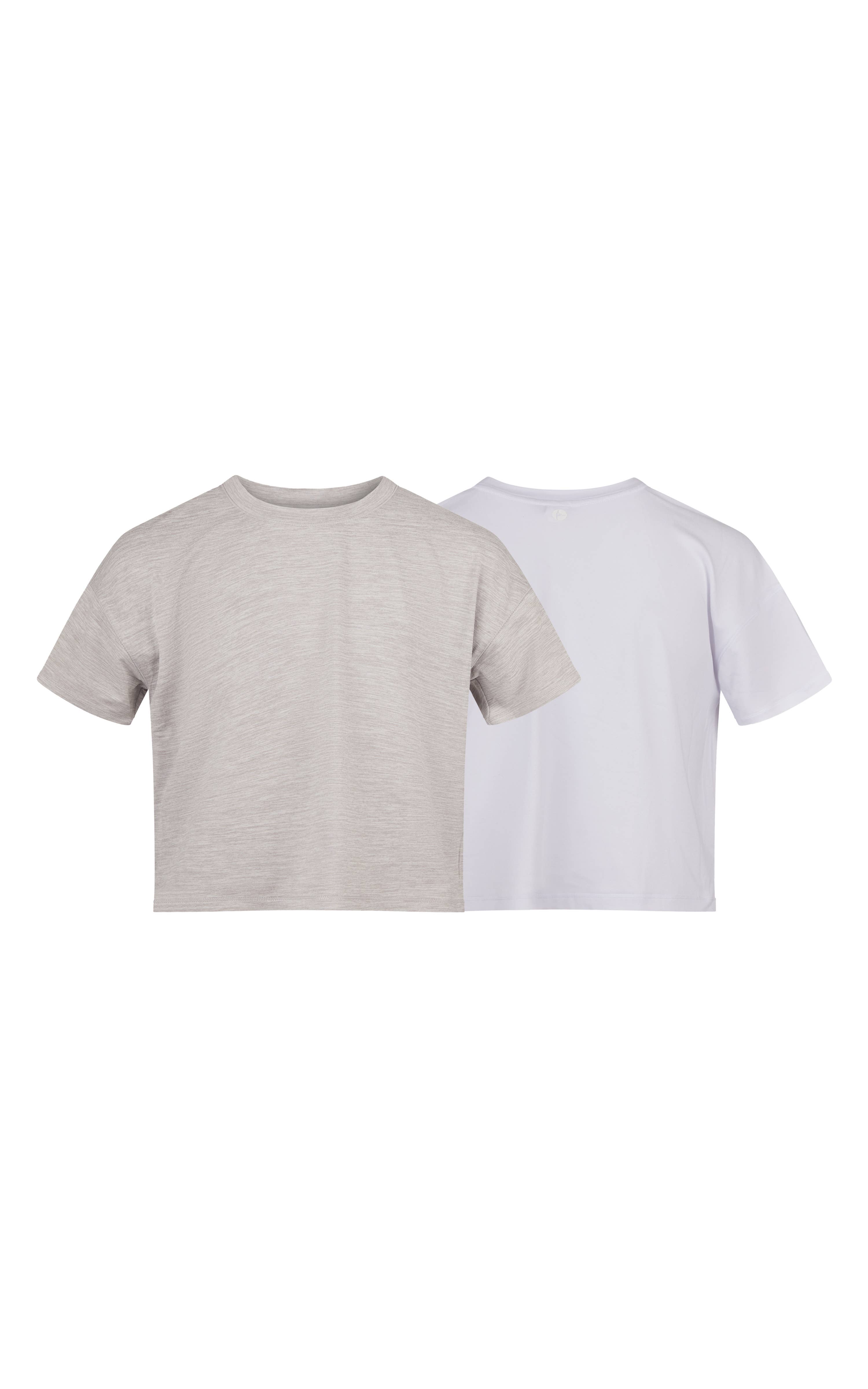 90 Degree by Reflex & Yogalicious - Vendita all'ingrosso Maglietta - Donna - Ragazze - Confezione da 2 T-shirt a maniche corte Deluxe Boxy super morbide2