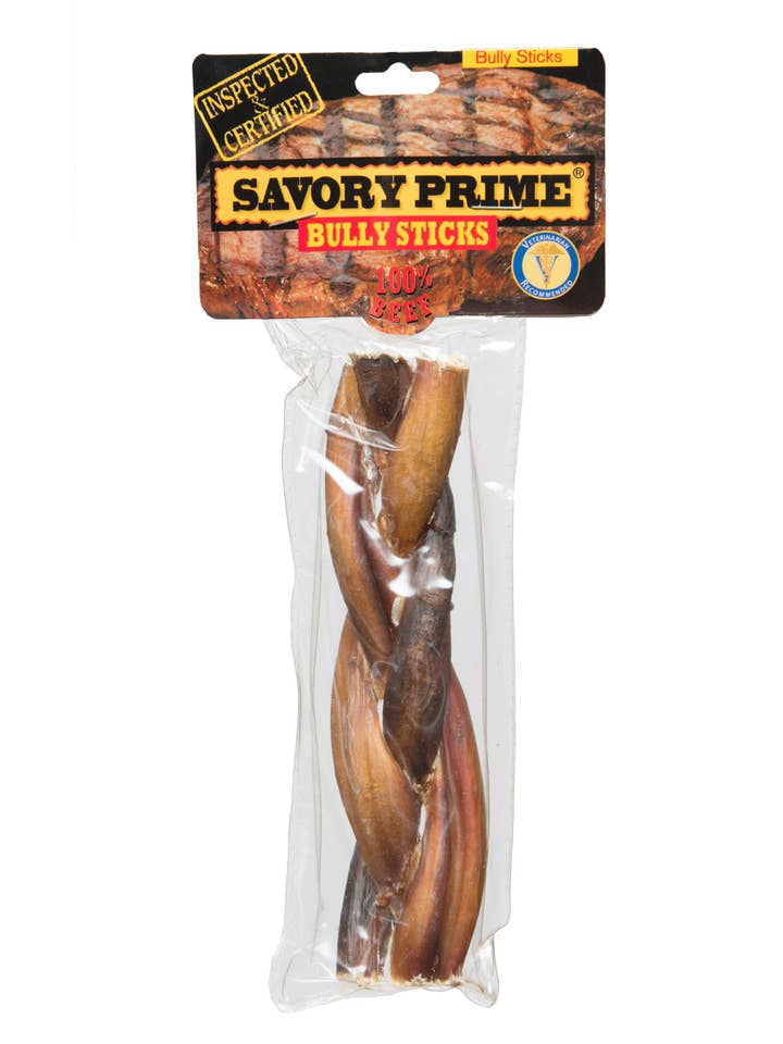 6" AMERIKANSK flettet Bully Stick for engroshandel hos Savory Prime