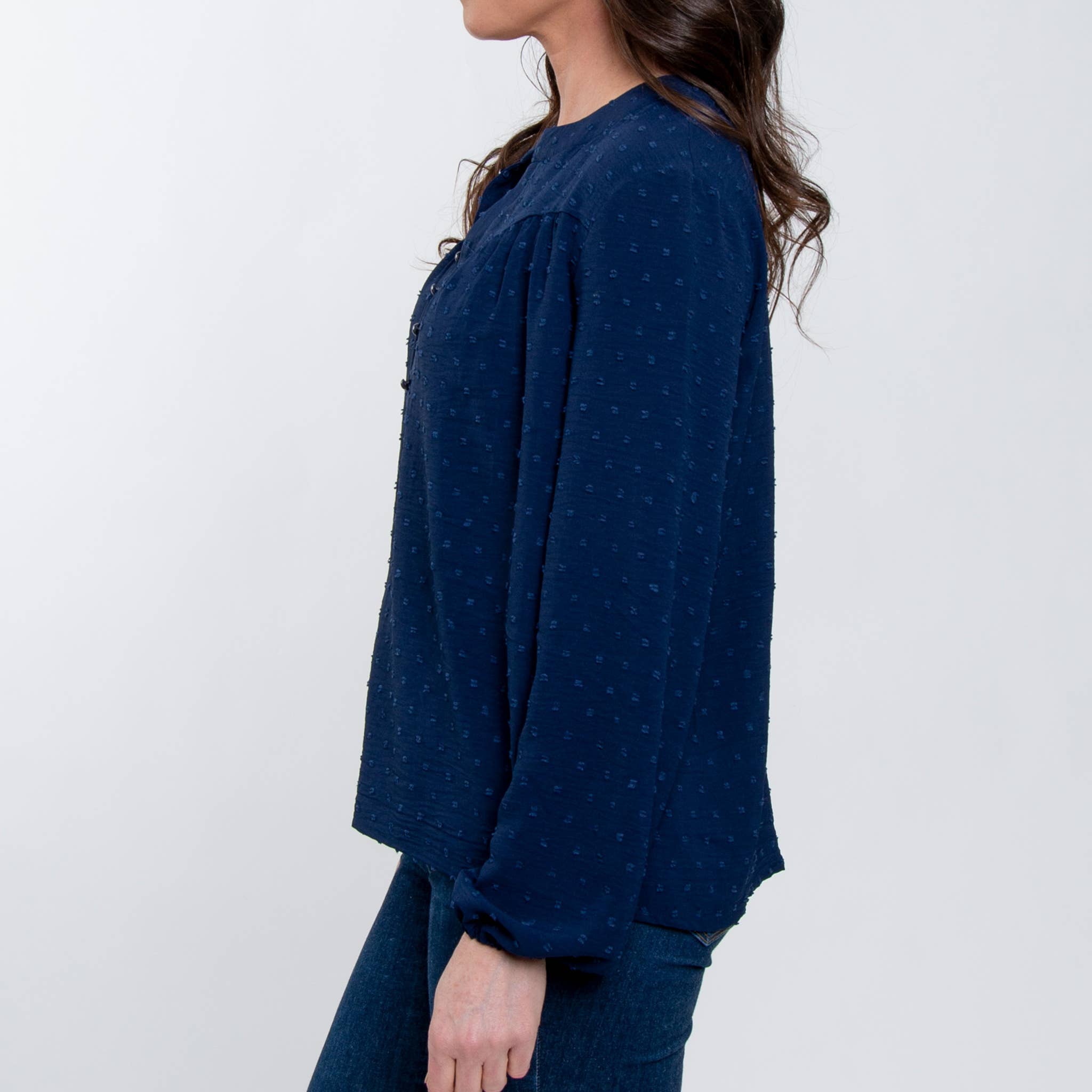 Elsie & Zoey - Vendita all'ingrosso Camicetta - Donna - Camicetta da contadino a maniche lunghe Perrie Swiss Dot2