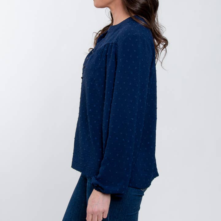 Elsie & Zoey - Vendita all'ingrosso Camicetta - Donna - Camicetta da contadino a maniche lunghe Perrie Swiss Dot2