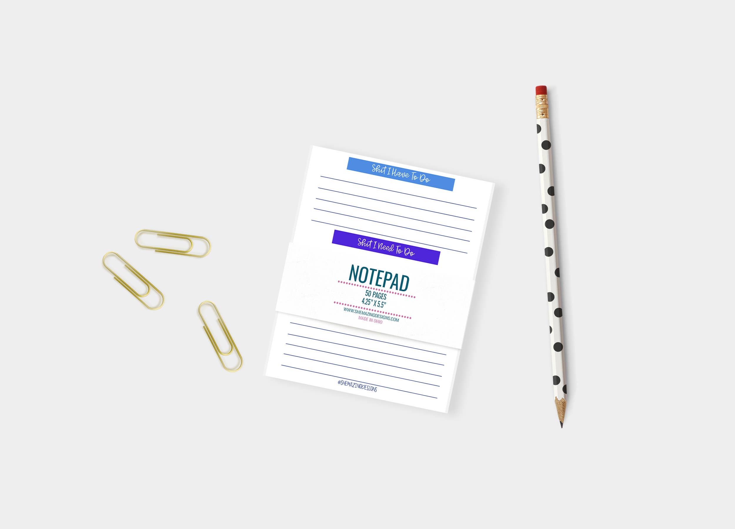 Shemazing Designs - Wholesale Notepad - Funny, Swear Notepad - Shit List Notepad - 4.25" x 5.5"1