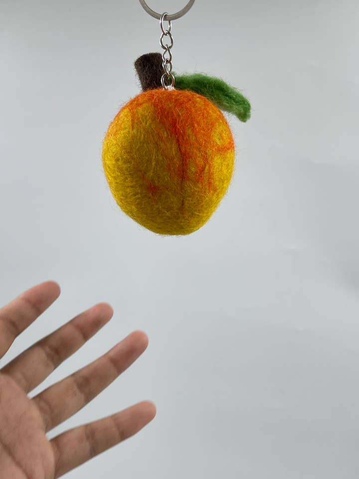 Handmade Felt Fruit Keyrings: Peach for wholesale by Funky Yak Ltd