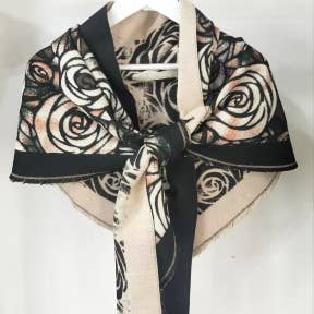 S26213 Rose Pattern Triangle Polyester/Viscose Scarf for wholesale by Pretty Persuasions