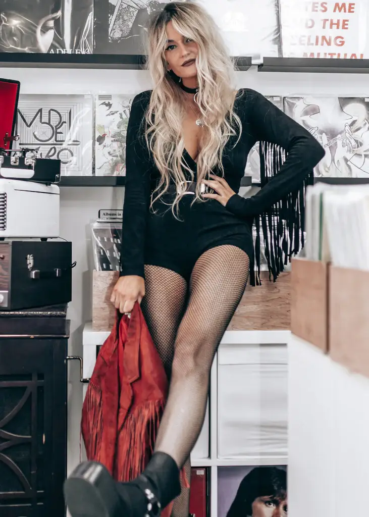 Pretty Attitude Clothing - Wholesale Romper - Women's - Black Faux Suede Fringe Romper Western Rodeo3