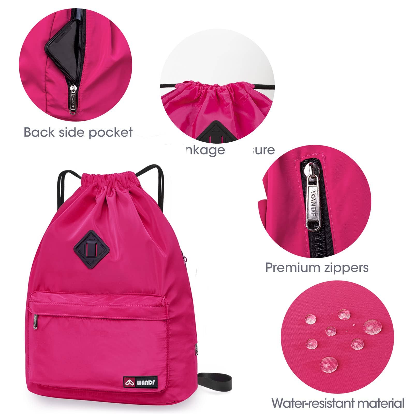 wandf - Wholesale Backpack - Unisex - WF6030 Sport Drawstring Backpack With Shoe Compartment14