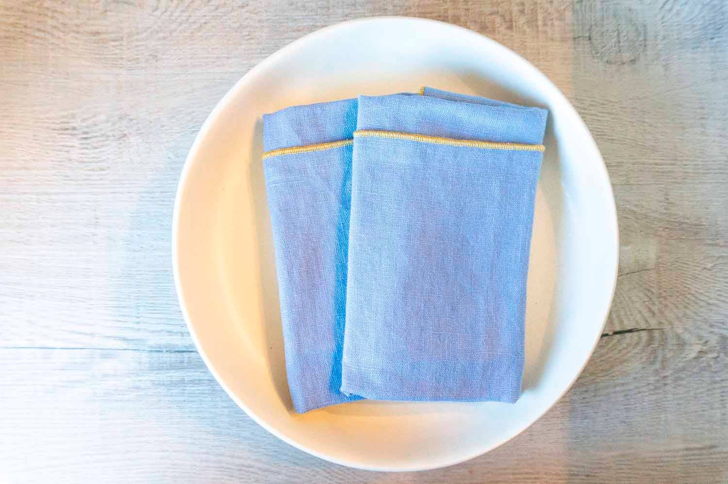 West Coast Handmade – Guardanapo e pano de jantar por atacado – Guardanapos de jantar de pano 100% linho azul (flor de linho) - conjunto de 21