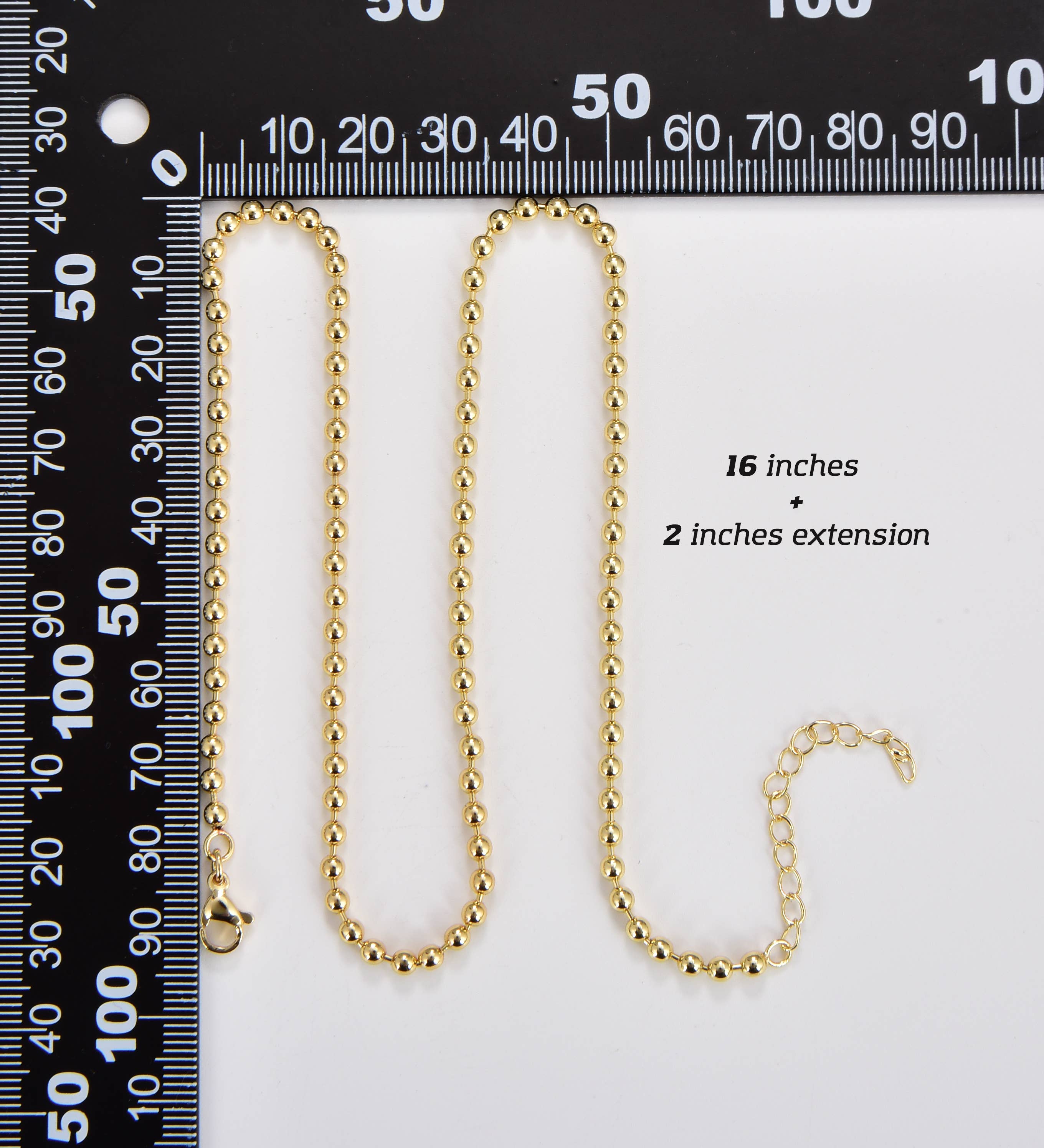 Beads Creation - Wholesale Link & Chain Necklace - Gold Filled Ball Chain, Layering Beaded Chain, Gift, CH304A3