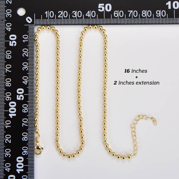 Beads Creation - Wholesale Link & Chain Necklace - Gold Filled Ball Chain, Layering Beaded Chain, Gift, CH304A3