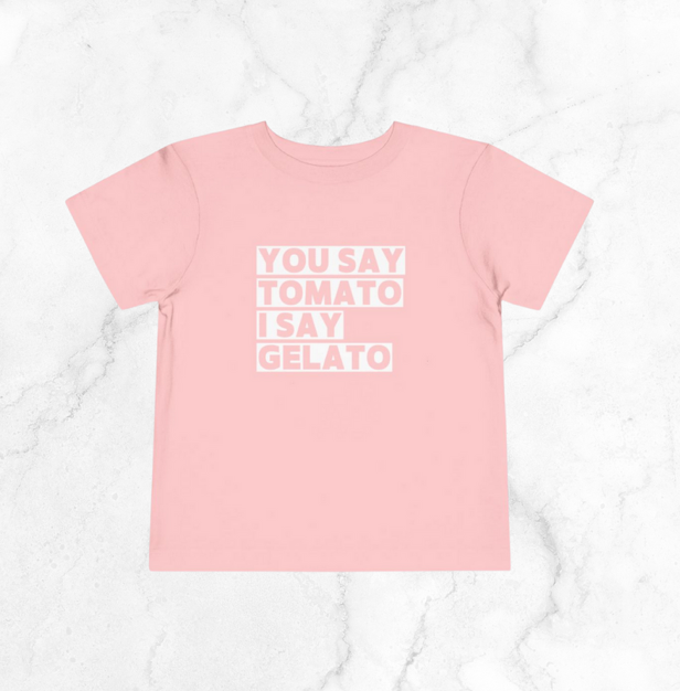 Grace + Bo - Wholesale Screen Printed T-Shirt - Kids - You Say Tomato, I Say Gelato  Tee  1