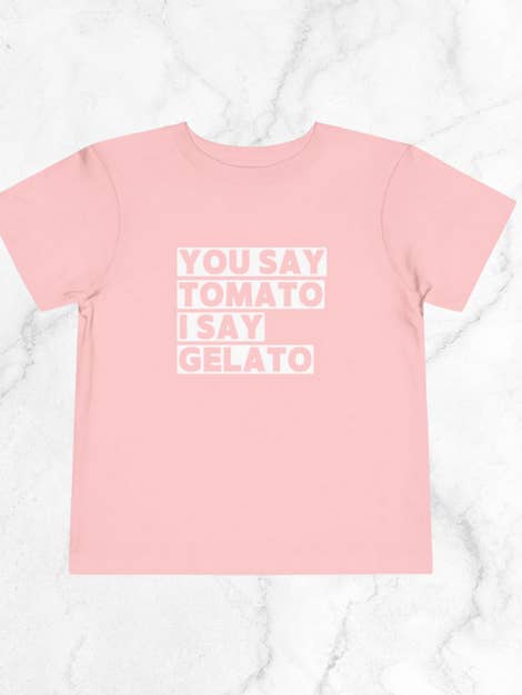 Grace + Bo - Wholesale Screen Printed T-Shirt - Kids - You Say Tomato, I Say Gelato Tee 1