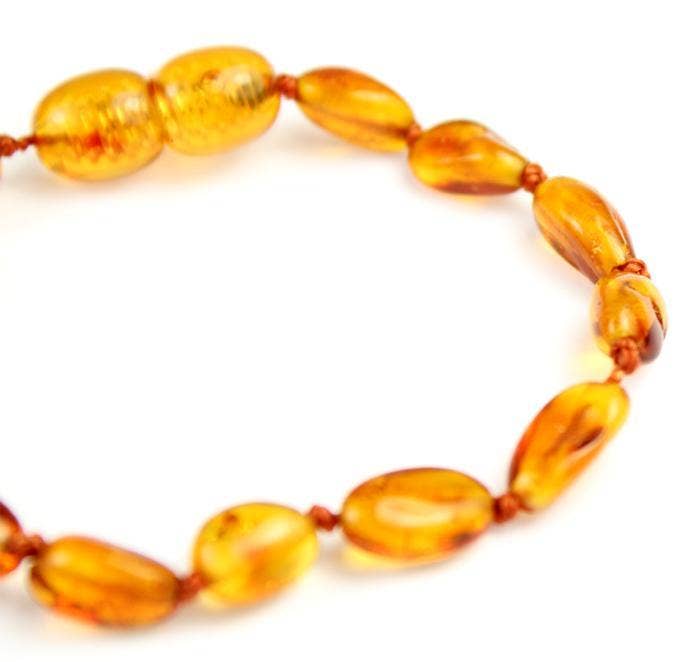 SilverAmber Jewellery – wholesale Beaded bracelet – Certified Baltic Amber Beans Beads Bracelet in Cognac Colours - Sizes Child to Adult2