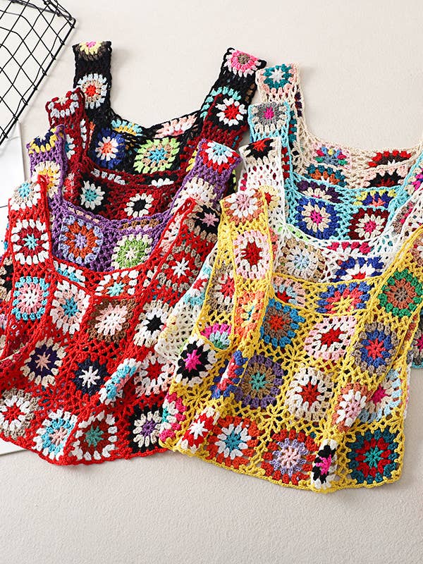 Crochet Embroidered Knit Tank Boho Top for wholesale by Hope & Sunshine