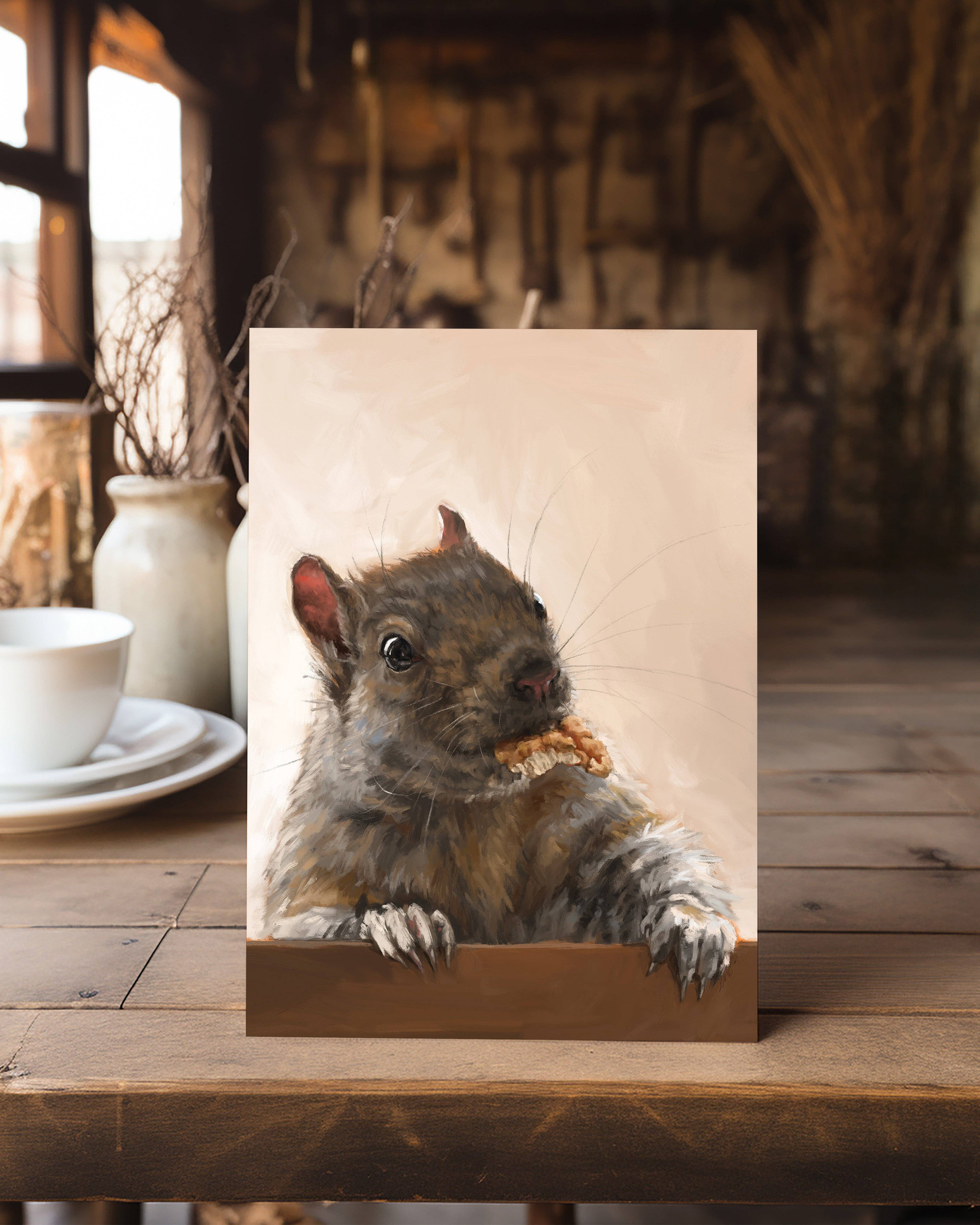 The Ugly Cat Studio - Wholesale Art Print - Grey Squirrel with a Walnut Fine Art Print26