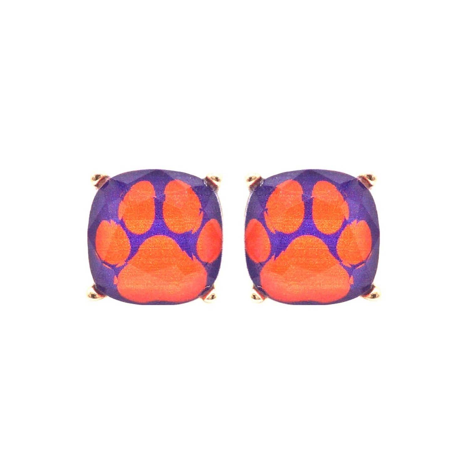 JHP Collection - Wholesale Stud/Post Earrings - DOG PAW PRINT CUSHION CUT EPOXY STUD EARRING18