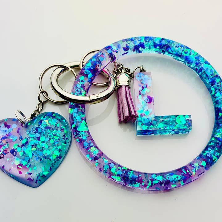 Blå/lila mousserande nyckelring armband armband Set för wholesale av Shop Drip Express