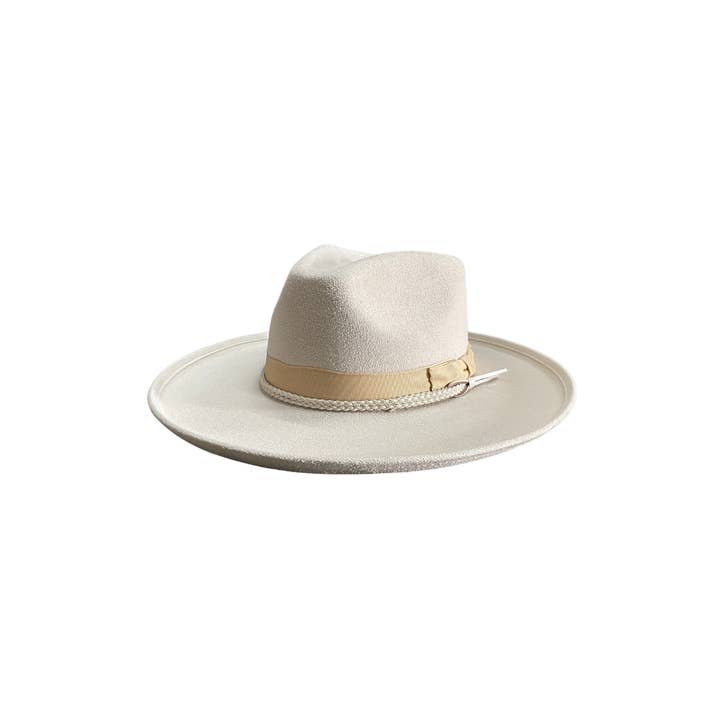 The Modern Cactus Co - Vente Chapeau en feutre - femme - Chapeau Fedora Brooke Vegan Curl à bord rigide avec accessoires