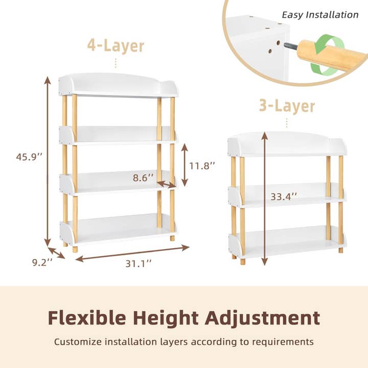 Clear 4-Tier Wooden Open Shelf Bookcase for wholesale on Faire1