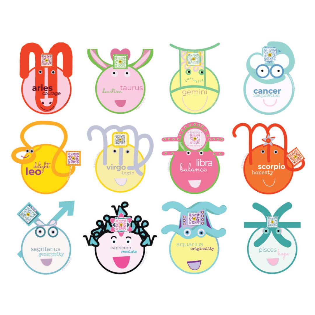 Smile Songs - Wholesale Sticker - Smile Songs 12 Zodiac Signs Astrology QR Code Stickers25