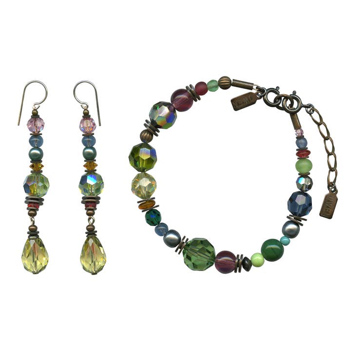 SPRING TRAINING SET - BRACELET AND EARRINGS PASTEL CRYSTAL for wholesale by Owen Glass Collection
