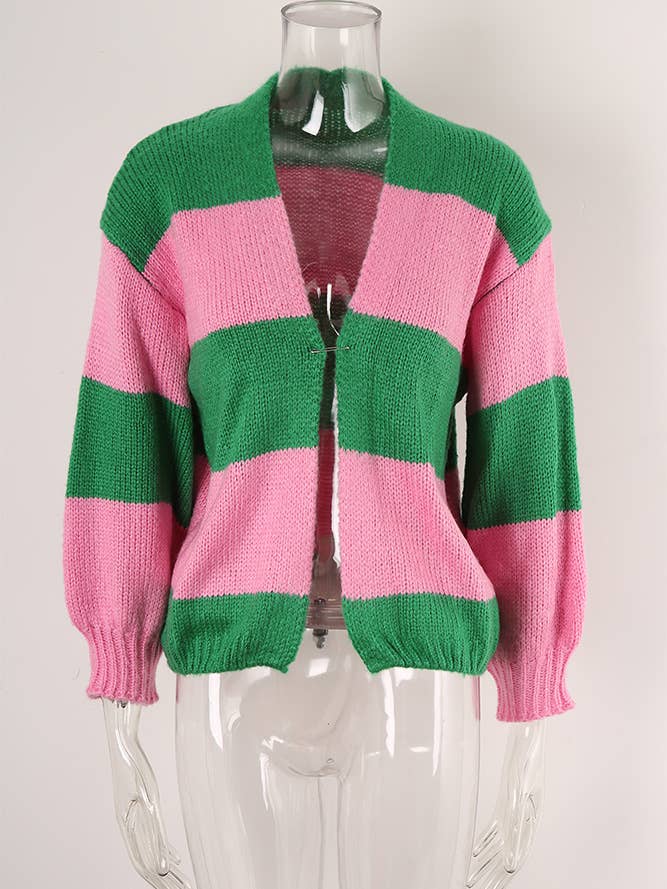 Comely Fashion - Wholesale Cardigan - Women's - Colorblock Open Front Knitting Cardigans