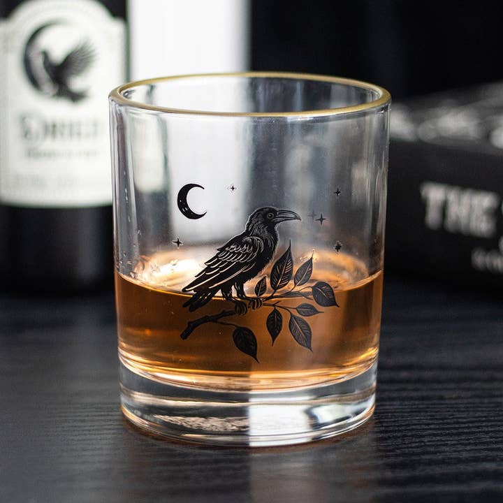 Something Different Wholesale - Venta al por mayor Vaso/copa - Vaso de Cristal Gótico con Cuervo Posado
