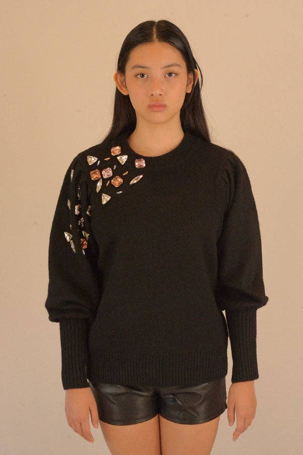 Ambiente - Wholesale Knit Sweater - Women's - HOLIDAY CRYSTAL APPLIQUES SWEATER - W2309JO730499