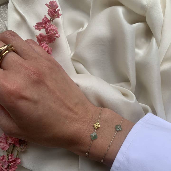 Sophie Deschamps Bijoux - Wholesale Beaded Bracelet - LITTLE CLOVER BRACELET, aventurine (BLIT3)2