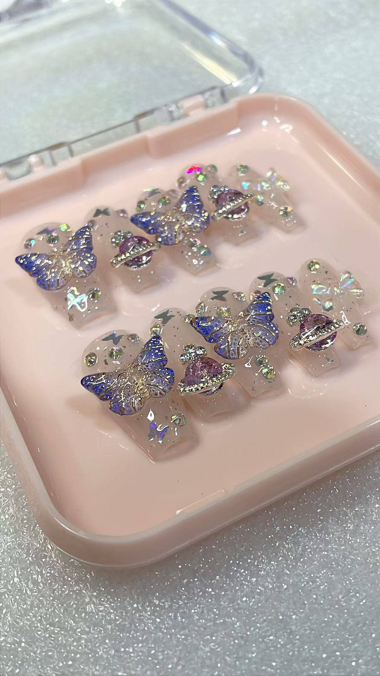 Azurenailshop - Wholesale Press-On/Fake Nails - Handmade Press On Nails, butterfly 3d false nail3