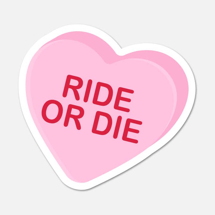 Ride Or Die Candy Heart Sticker for wholesale by Footnotes