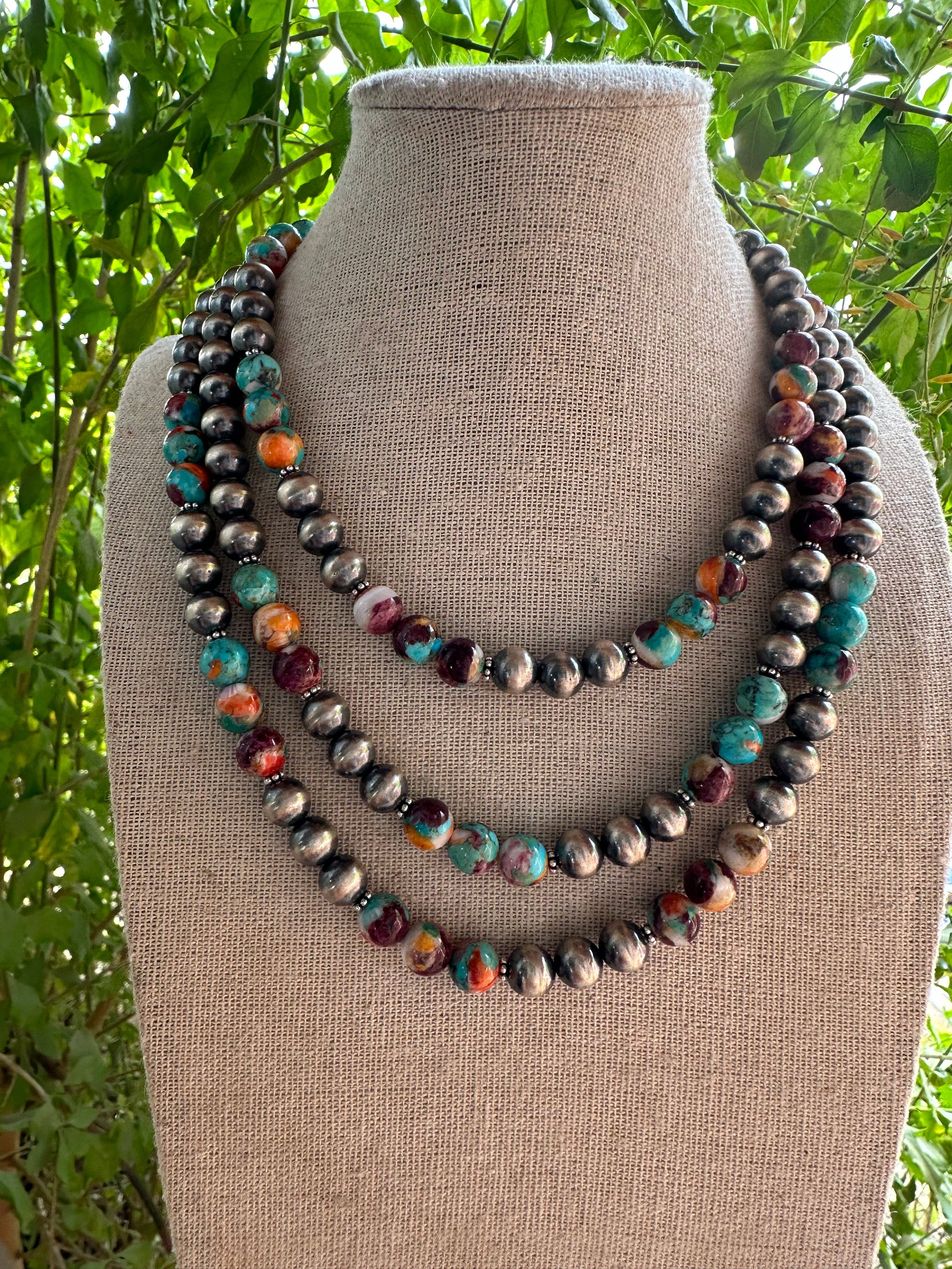 Nizhonitradersllc - Vendita all'ingrosso Collane di perline/perle - Collana artigianale con perline di spezie in argento sterling da 4mm-8mm con estensione di 2 pollici2