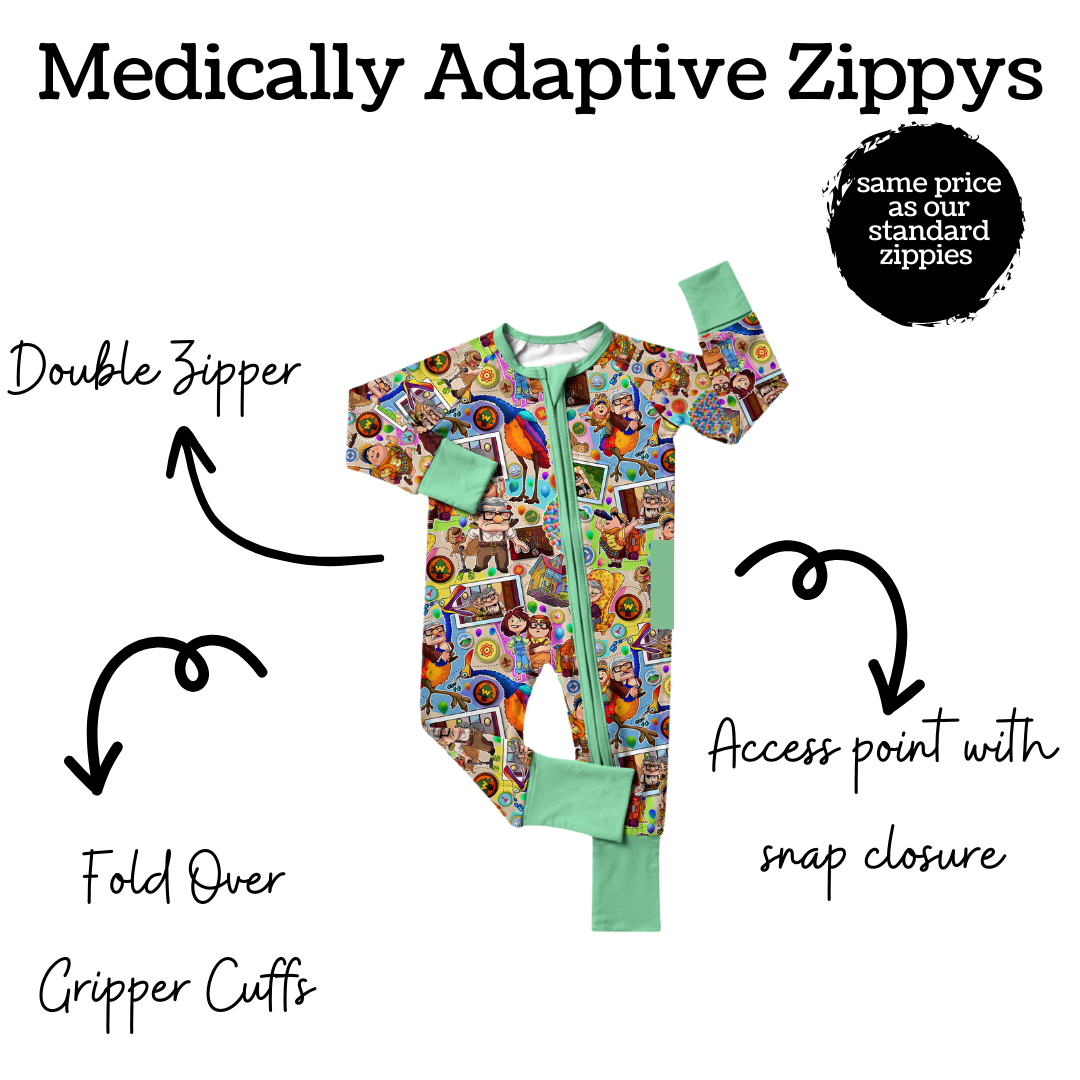 Secret Stock Reserve - Wholesale Sleepsuit - Baby - Adventure Awaits UP Medically Adaptive Bamboo Zippy Pajama 0