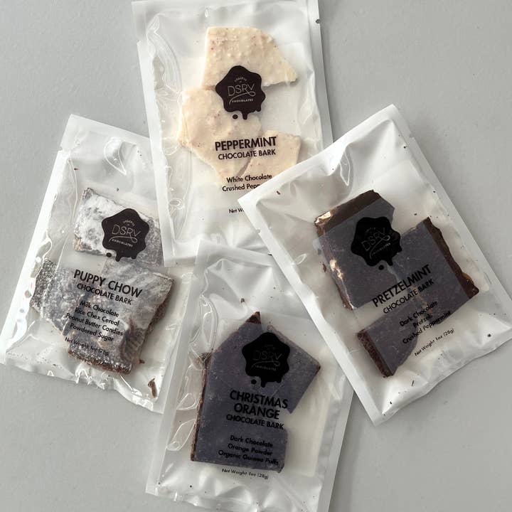 Pack de Chocolate Bark de Natal - 12 Sacos Pequenos por atacado de DSRV Chocolates