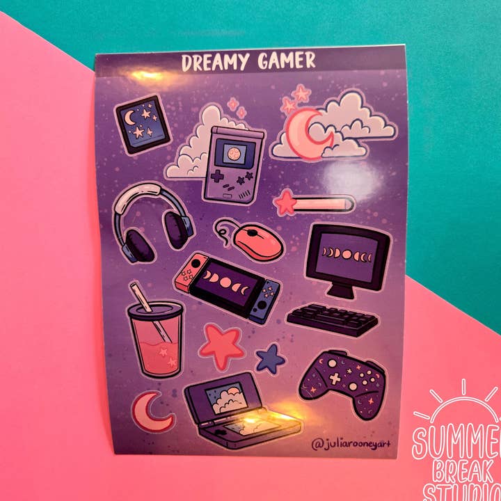 Dreamy Gamer Sticker Sheet for wholesale by Summer Break Studio