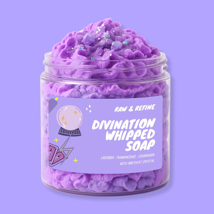 Divination Whipped Soap - Amethyst Crystal Infused for wholesale by Raw & Refine
