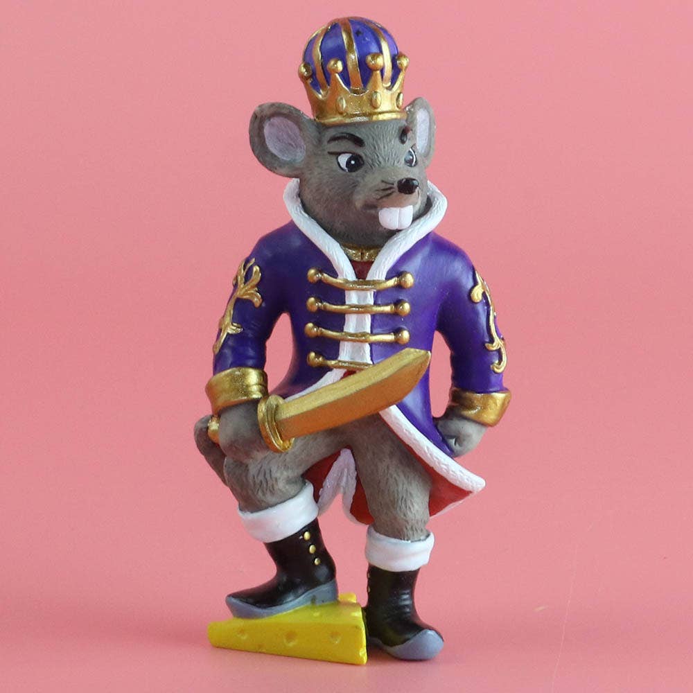 Nutcracker Ballet Gifts – wholesale Ornament – Mouse King on Cheese Resin Ornament with Sword 4 inch1