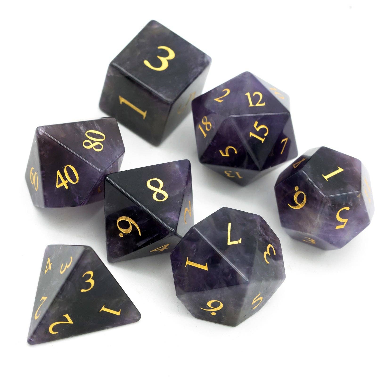 Geek Therapeutics – wholesale Dice – Purple Amethyst Gemstone Dice Set2