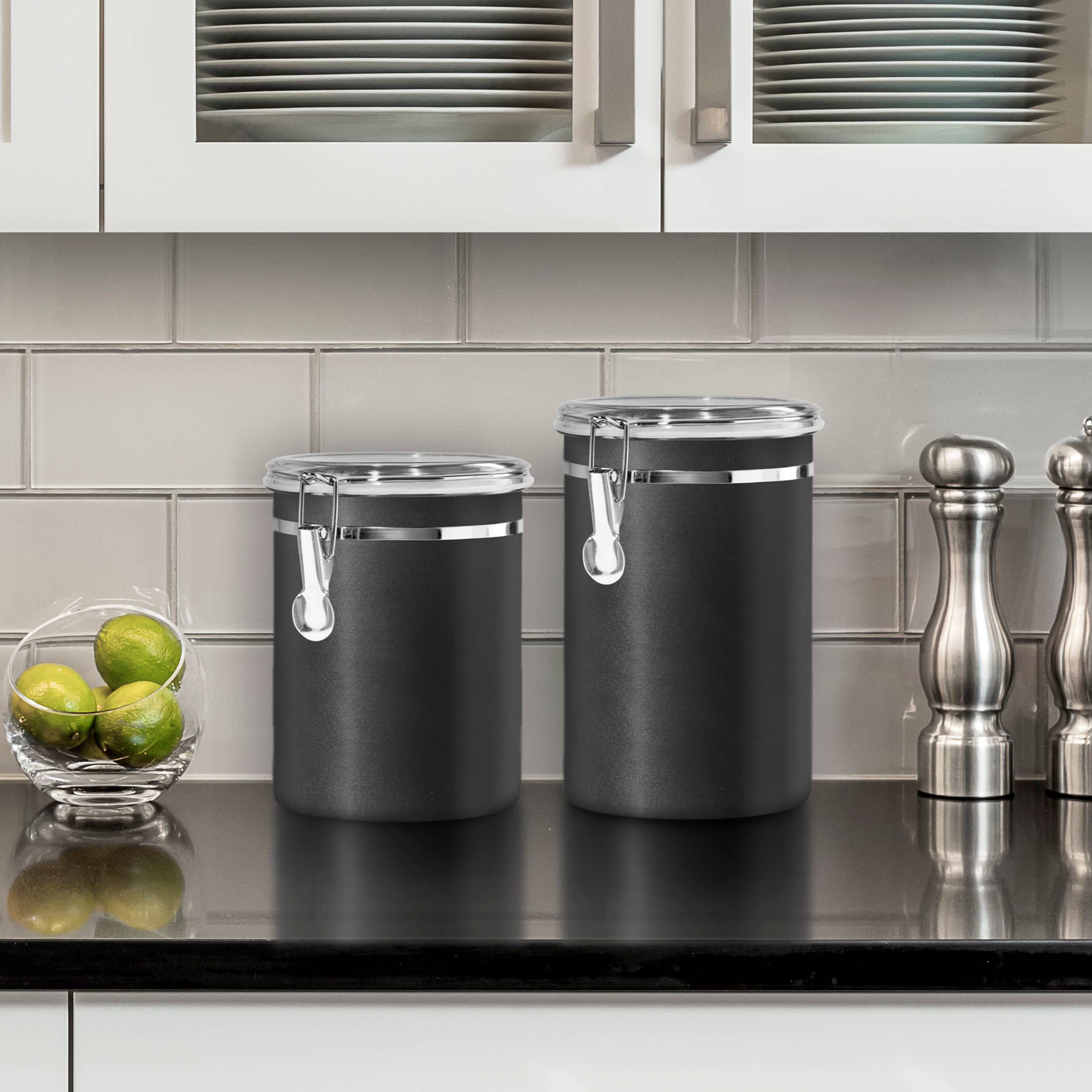 Oggi - Wholesale Canister - Food Canister - Stainless Steel & Clear Lid (7.5" H, 62 oz)9