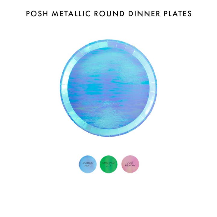 Jollity & Co. + Daydream Society - Wholesale Disposable Plate - Posh Metallic Round Dessert Plates - 8 Pk - 3 Color Options