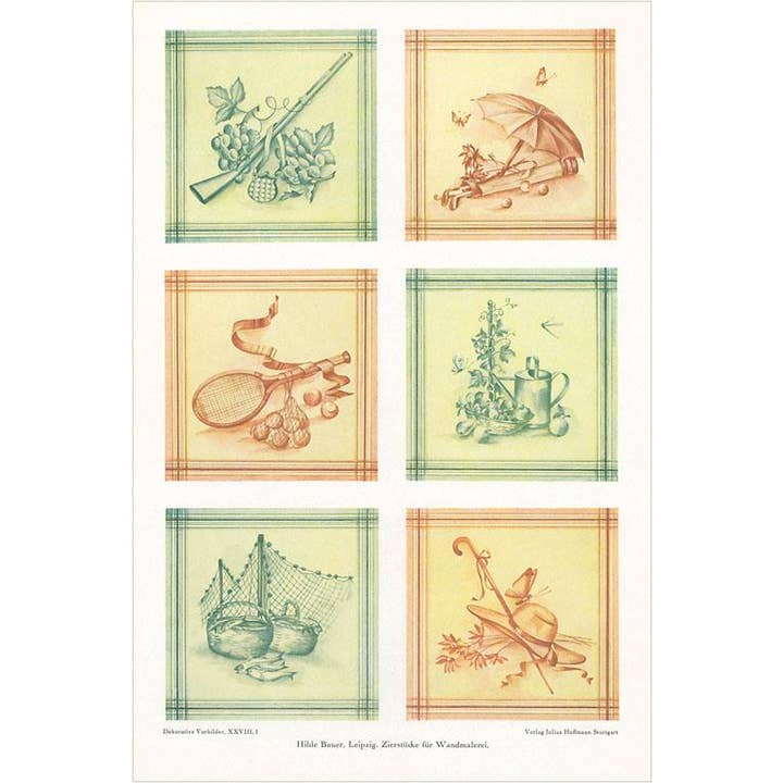 Found Image Press - Wholesale Stationery/Notecard Set - Greeting Card DA-405 German Tile Patterns