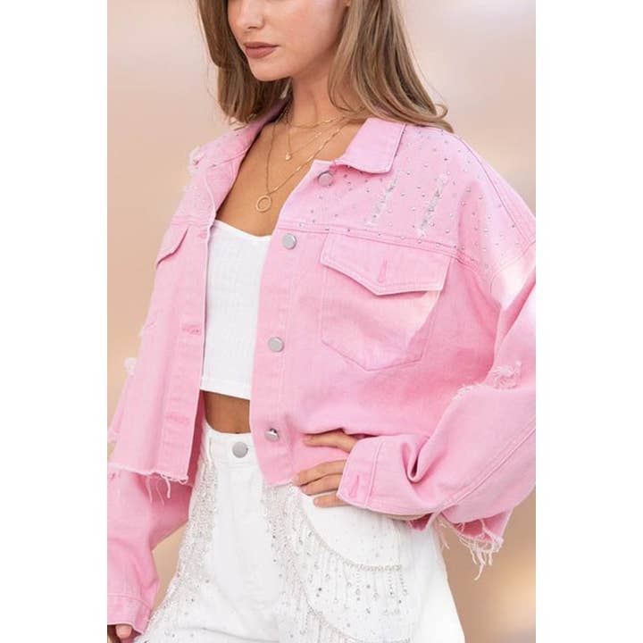 DISTRESSED CROP DENIM JACKET for wholesale by Clothing of America