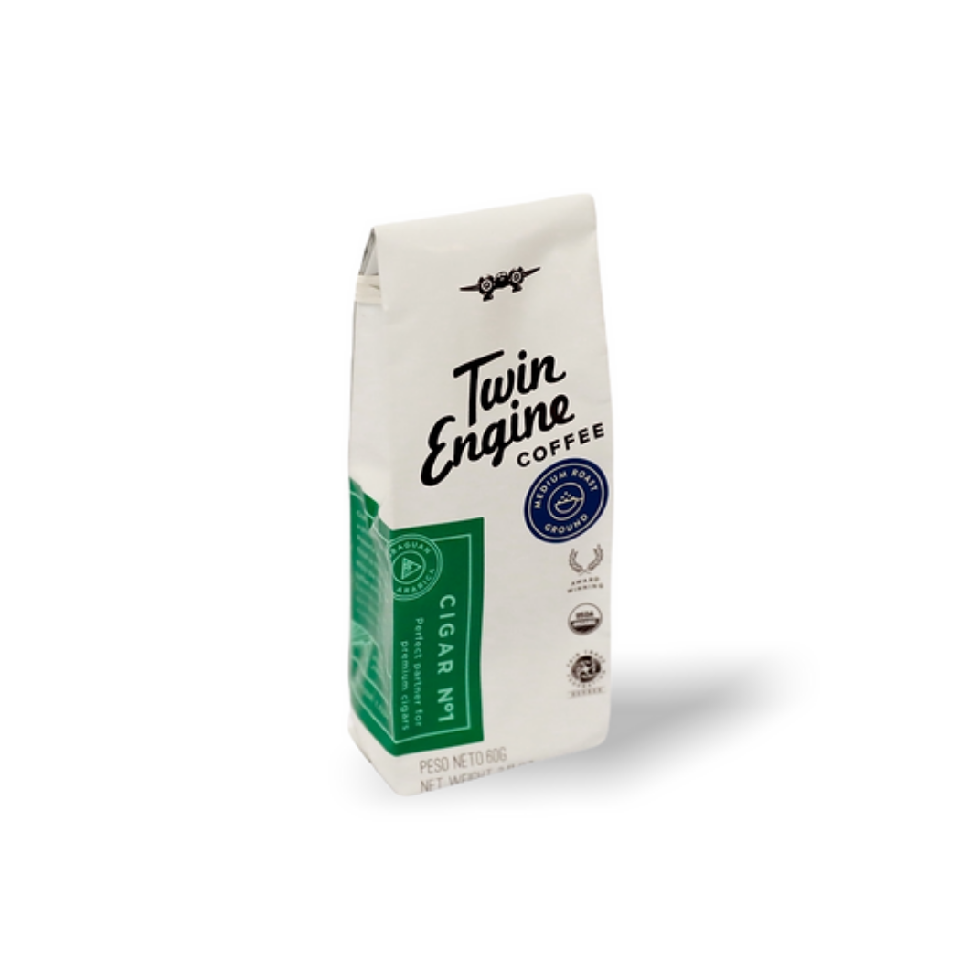 Twin Engine Coffee - Wholesale Ground Coffee - Traveler 1-Pot Organic Specialty Fair Coffee / Cigar No.1  6
