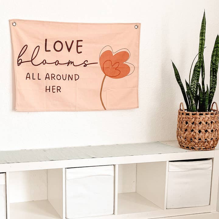 Dash+Roo - Vente Banderole - Enfant et bébé - Bannière en toile Love Blooms