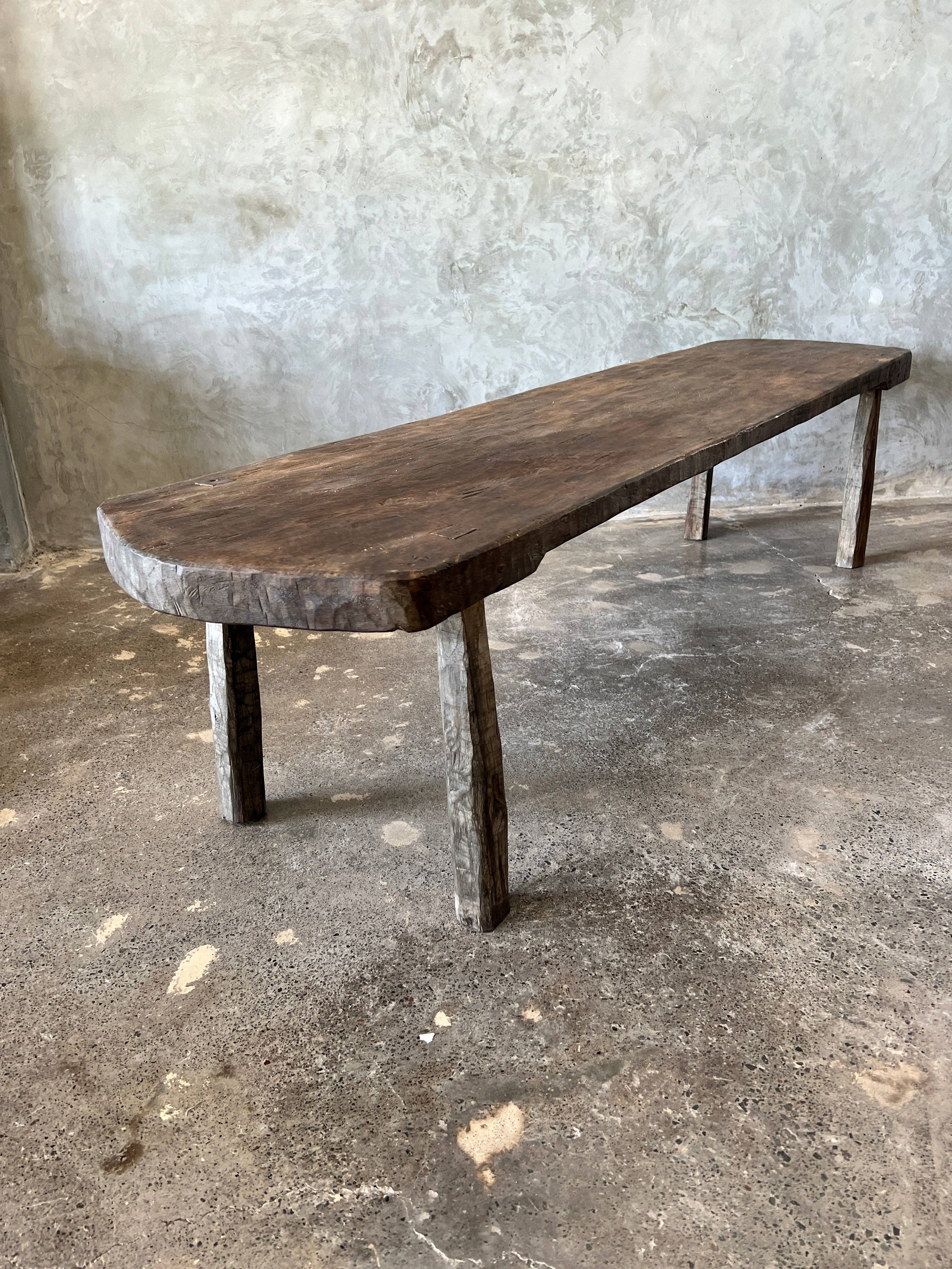 Office Objets - Wholesale Coffee Table - Large round coffee table in antique Asian teak L:2m W:50 H:5030
