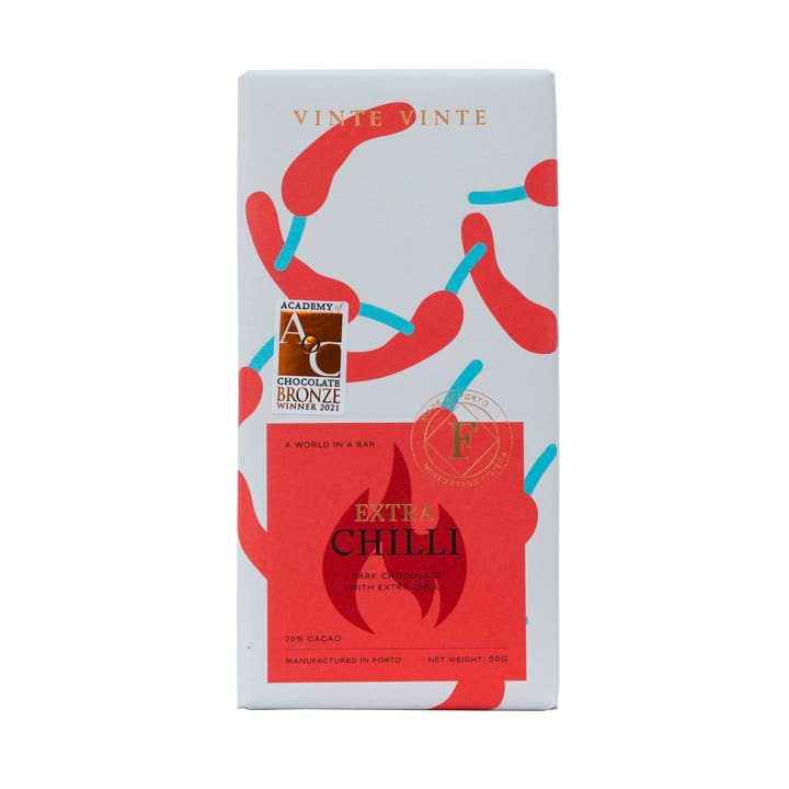FUSION MÖRK CHOKLAD 70% CHILI XTRA HET 50G för wholesale av Vinte Vinte Chocolate