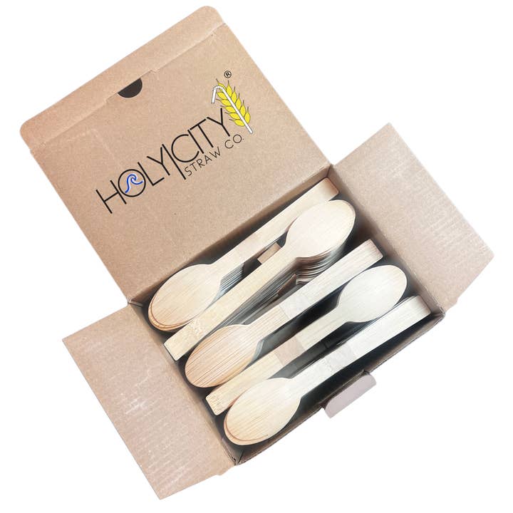 Holy City Straw Company - Wholesale Kitchen spoon - 4.3 "Bamboo Taster Spoons | 2000ct. Case5
